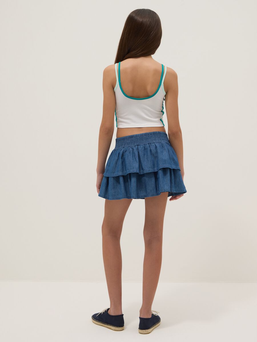 Gonna in puro cotone denim blu da ragazza regular fit_1