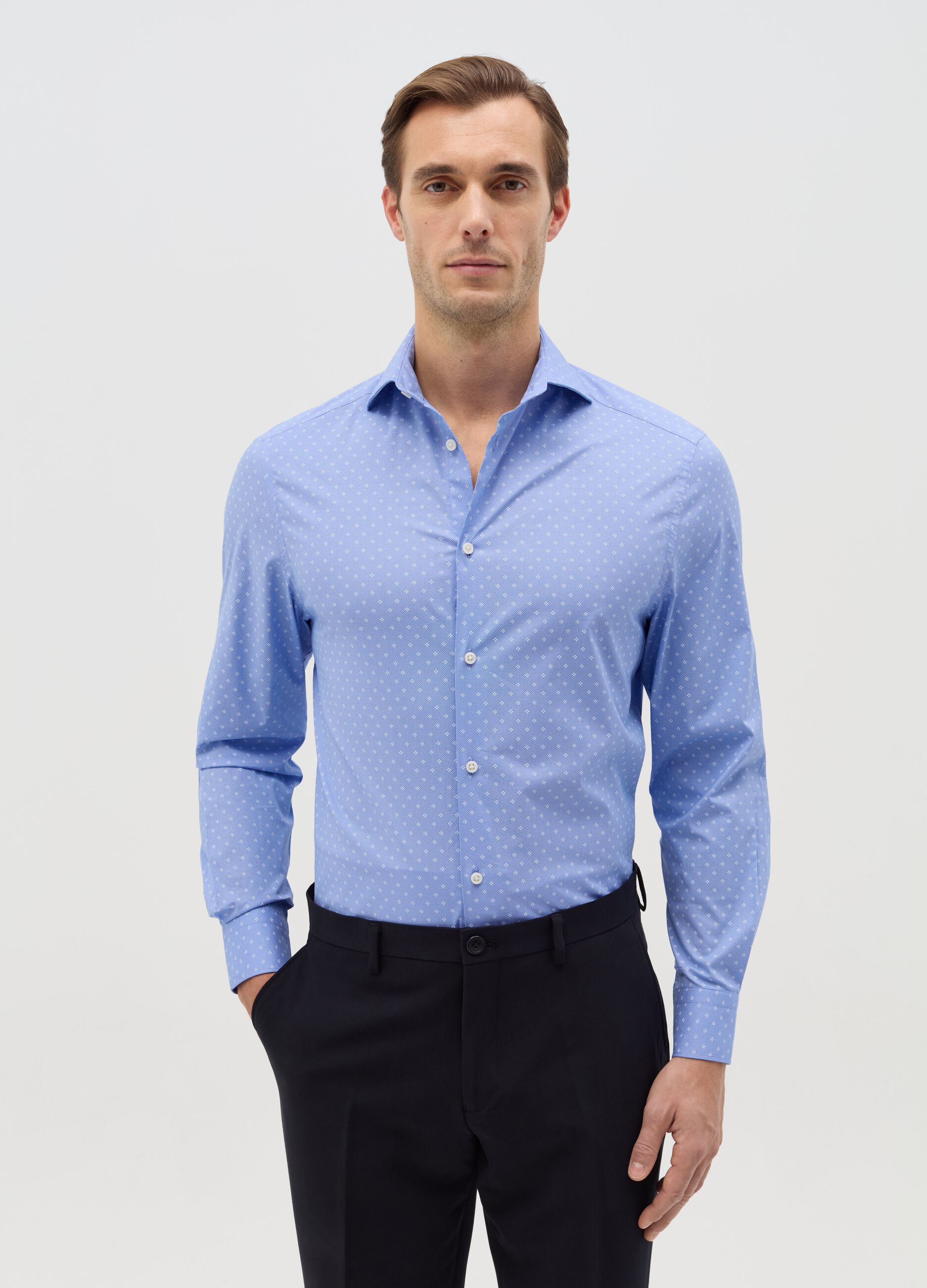 Camicia regular fit con micro fantasia