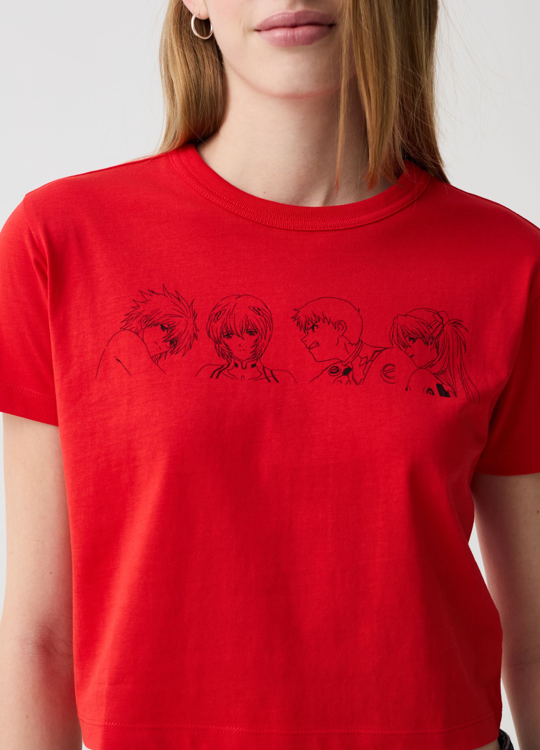 T-shirt crop stampa Neon Genesis Evangelion