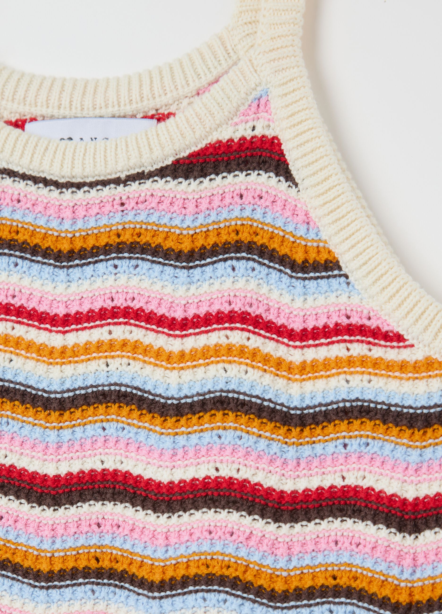 Crop top da donna in puro cotone multicolor fitted