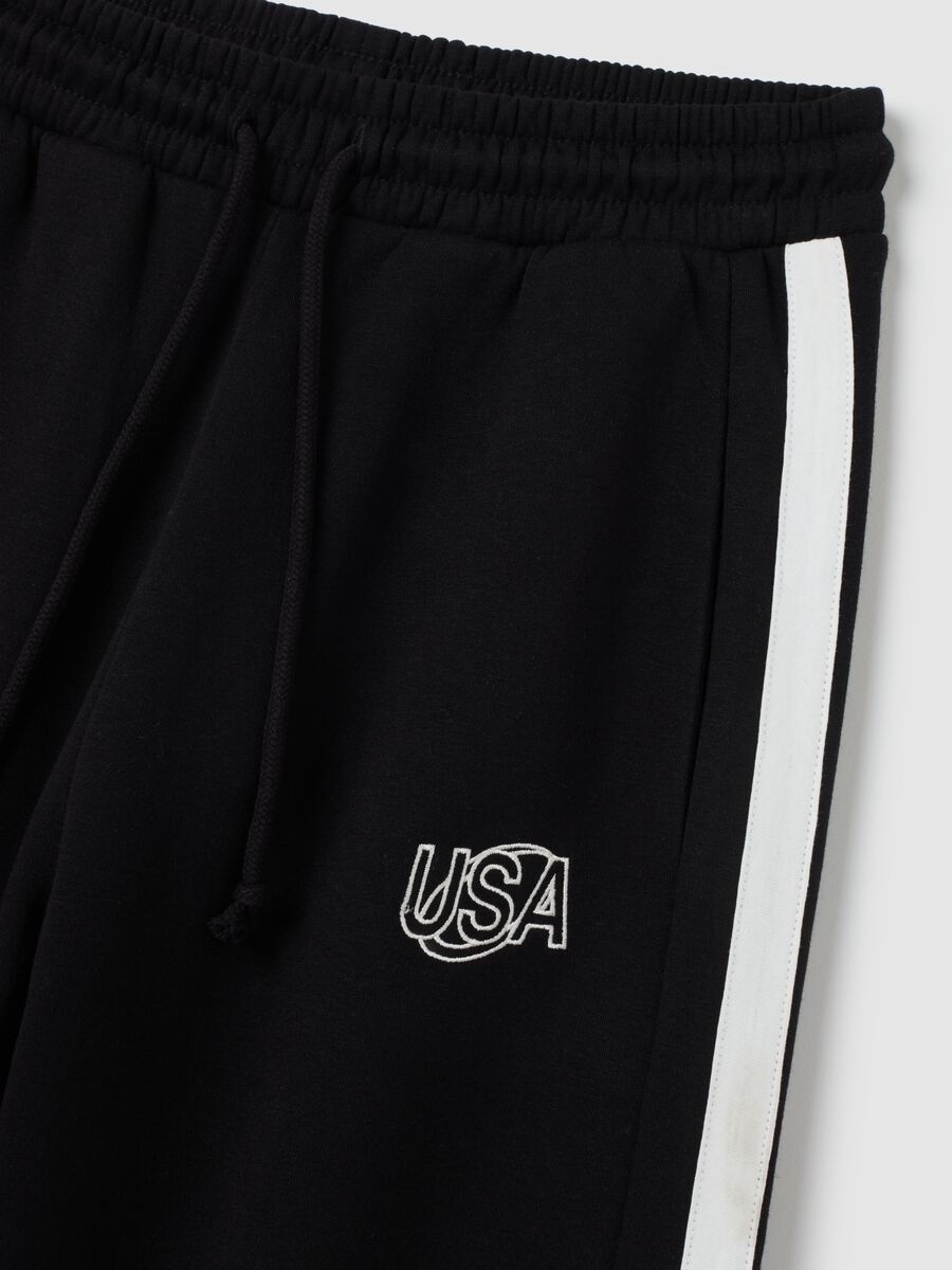 Pantaloni in misto cotone rossi a gamba larga_5