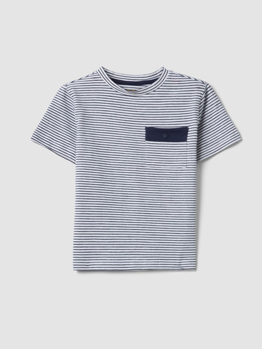 Blue striped stretch cotton T-shirt_0