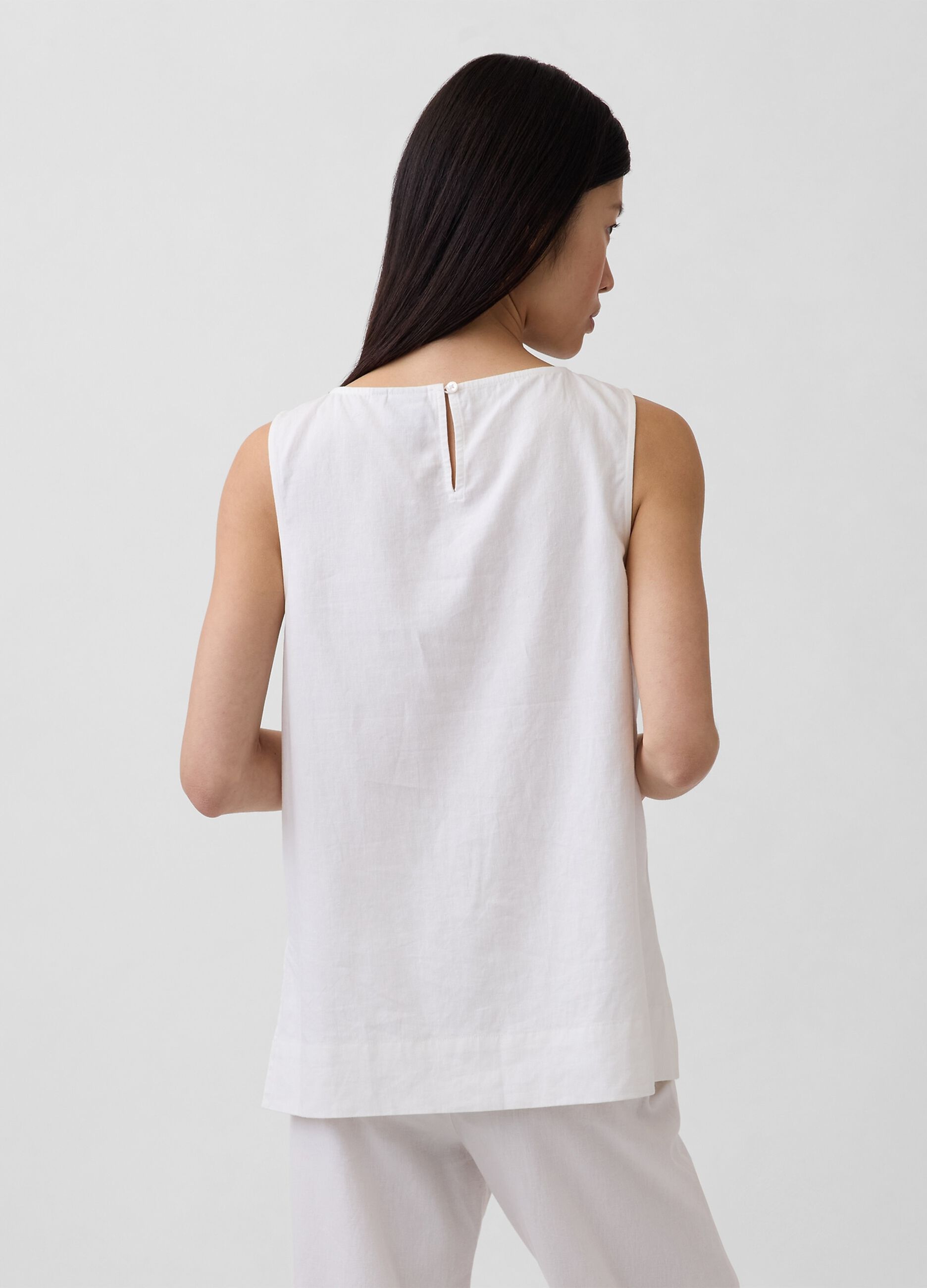 Sleeveless linen-blend top