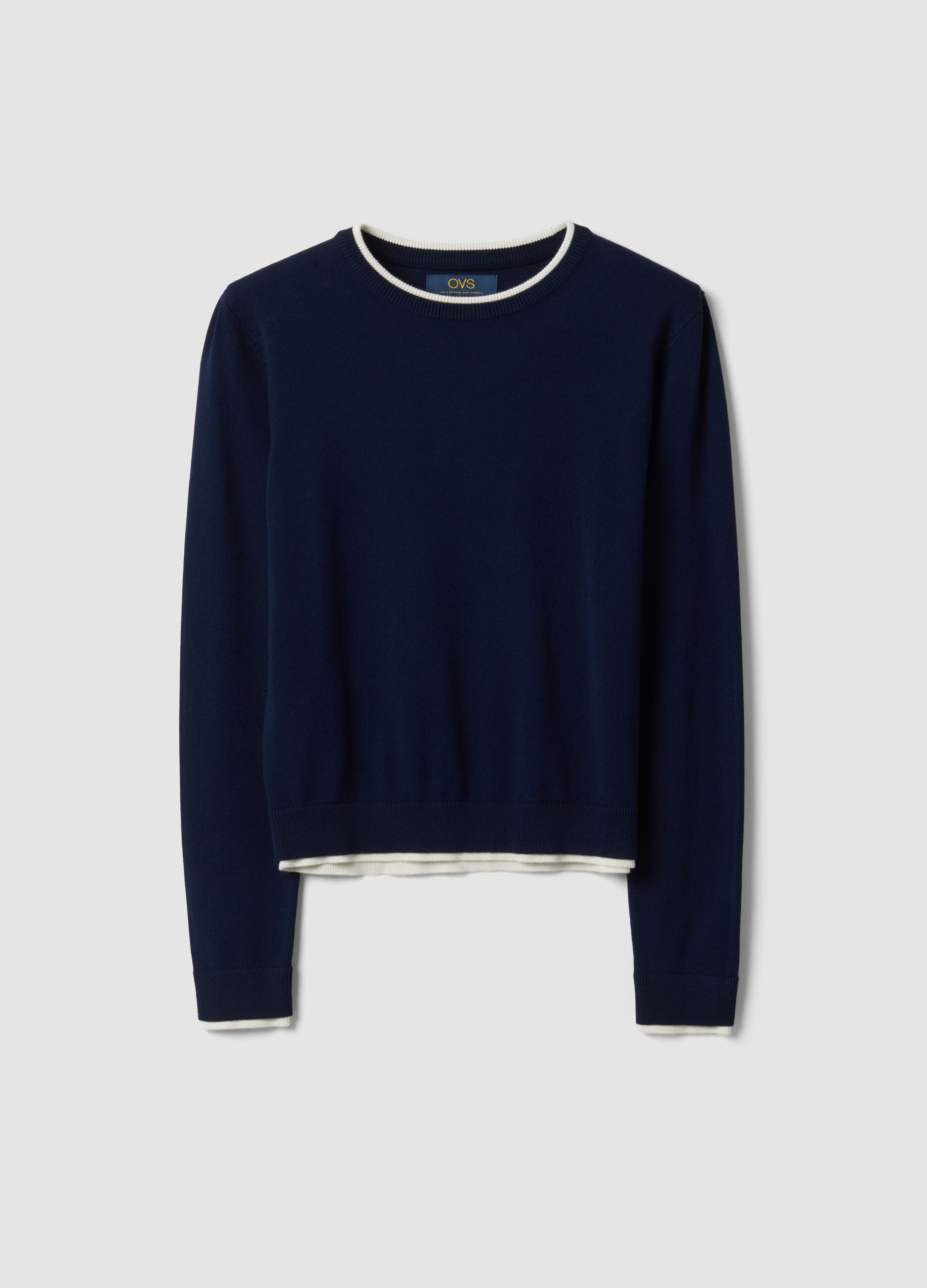 Blue crew-neck jumper in viscose blend