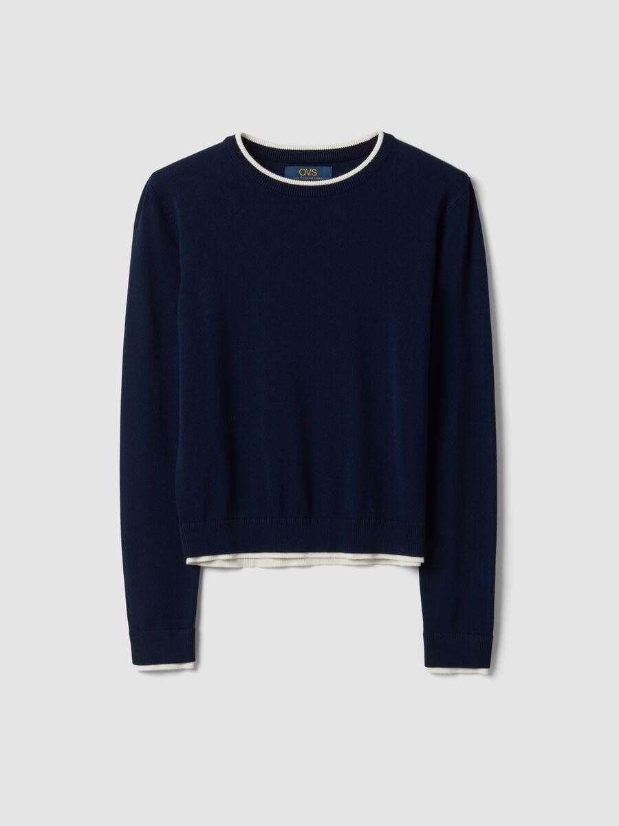 Blue crew-neck jumper in viscose blend_4