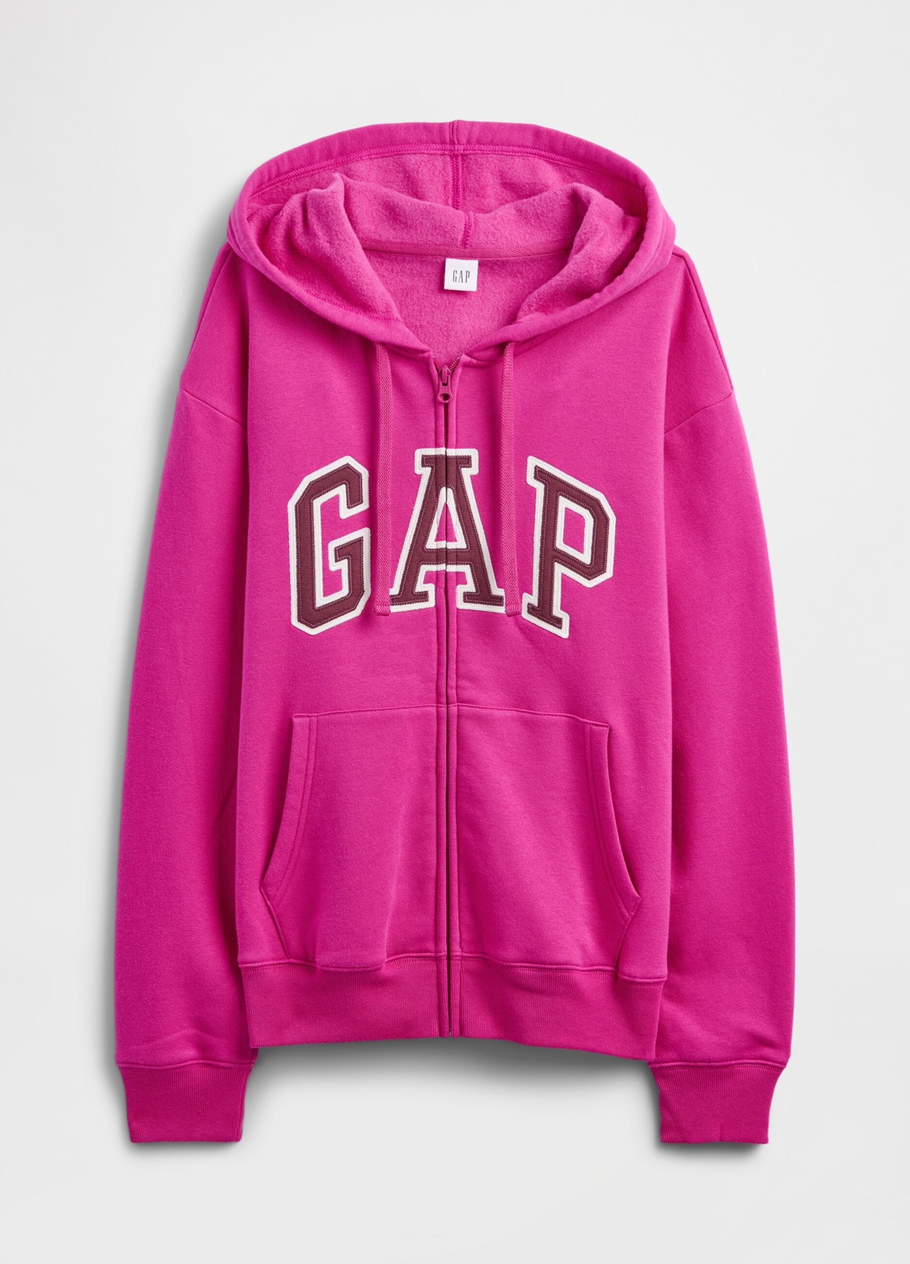 Felpa rosa con cappuccio e zip intera