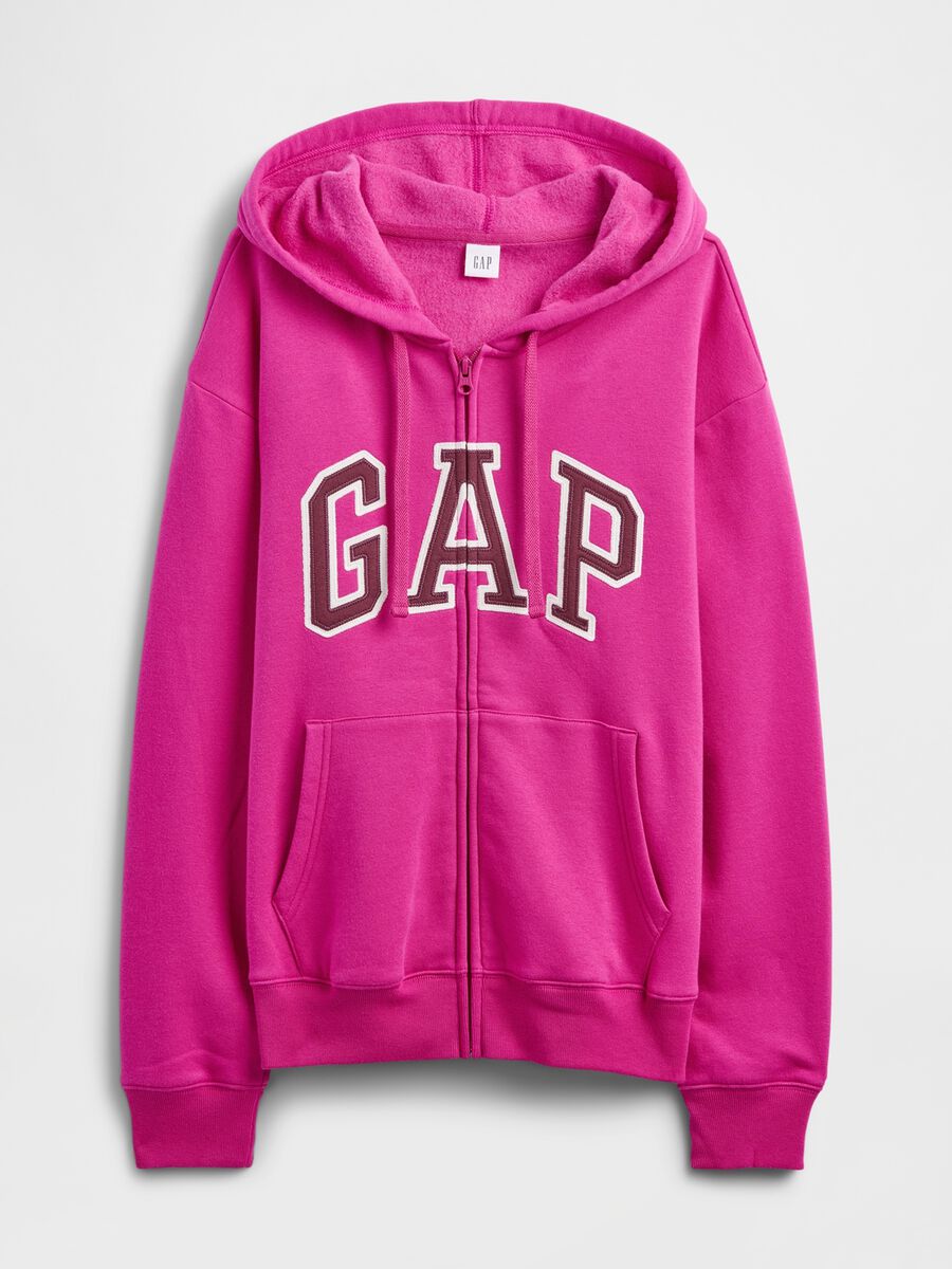 Felpa rosa con cappuccio e zip intera_4