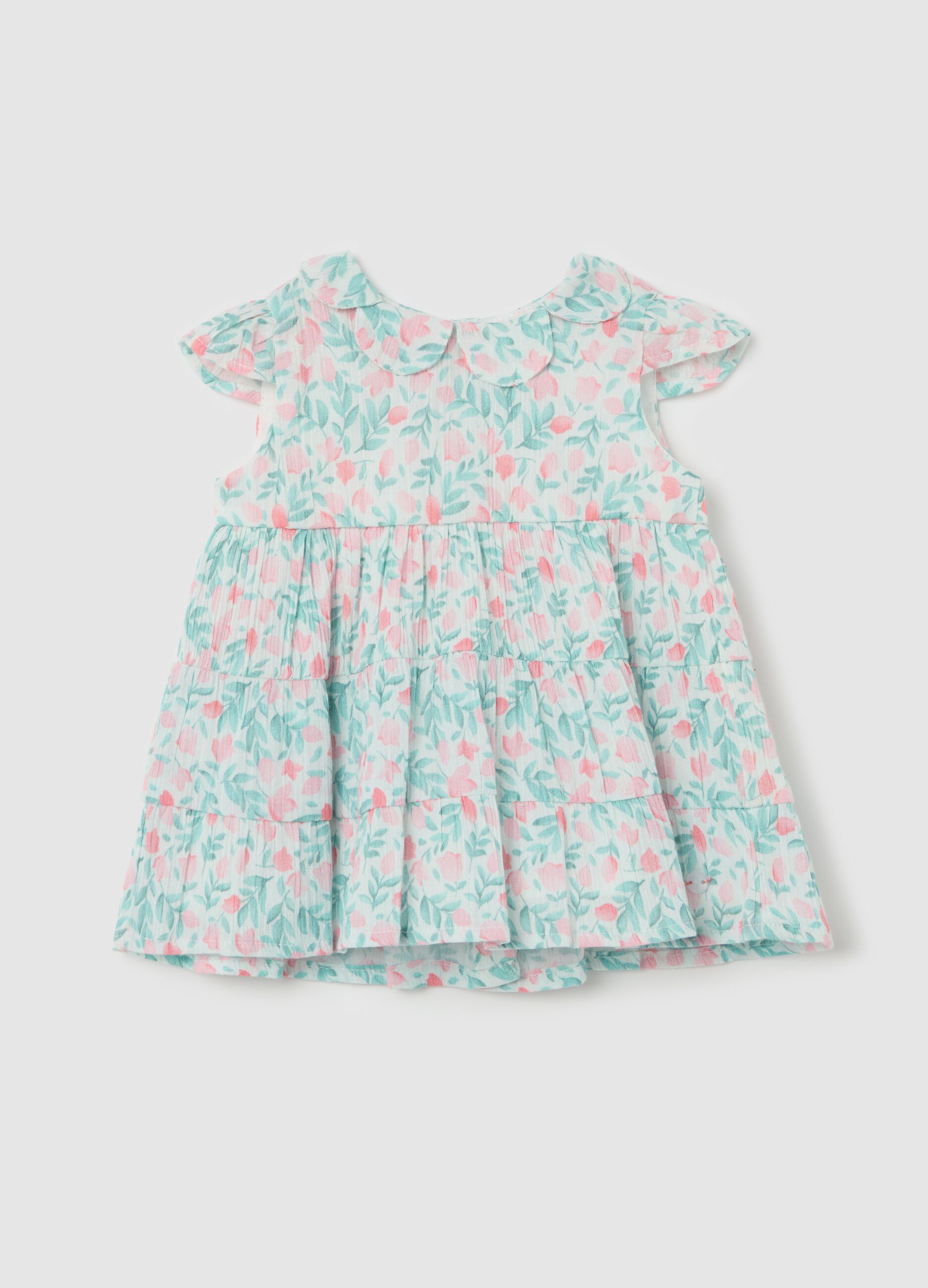 Vestito crinkle con stampa tulipani