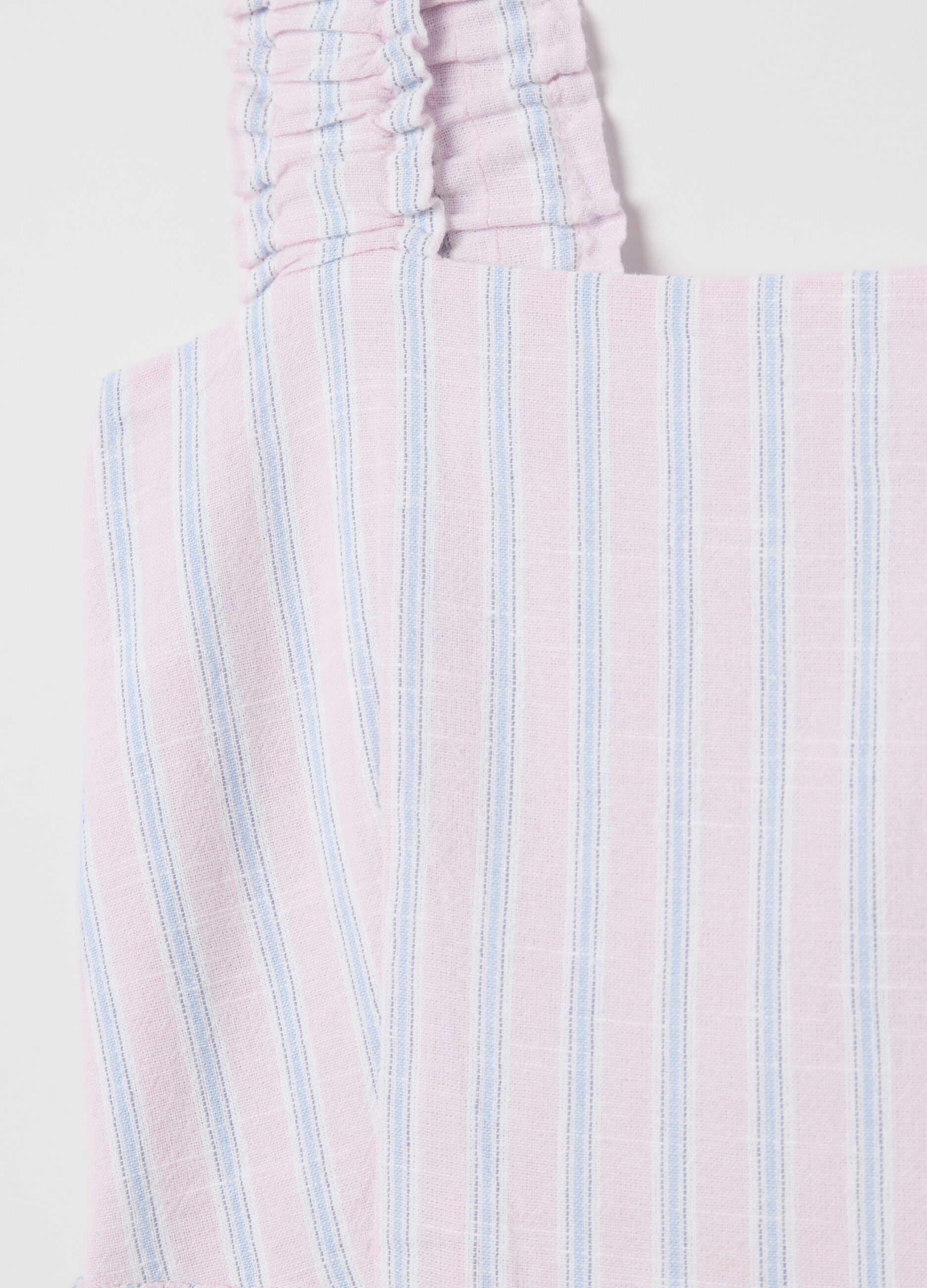 Long pink striped dress in cotton