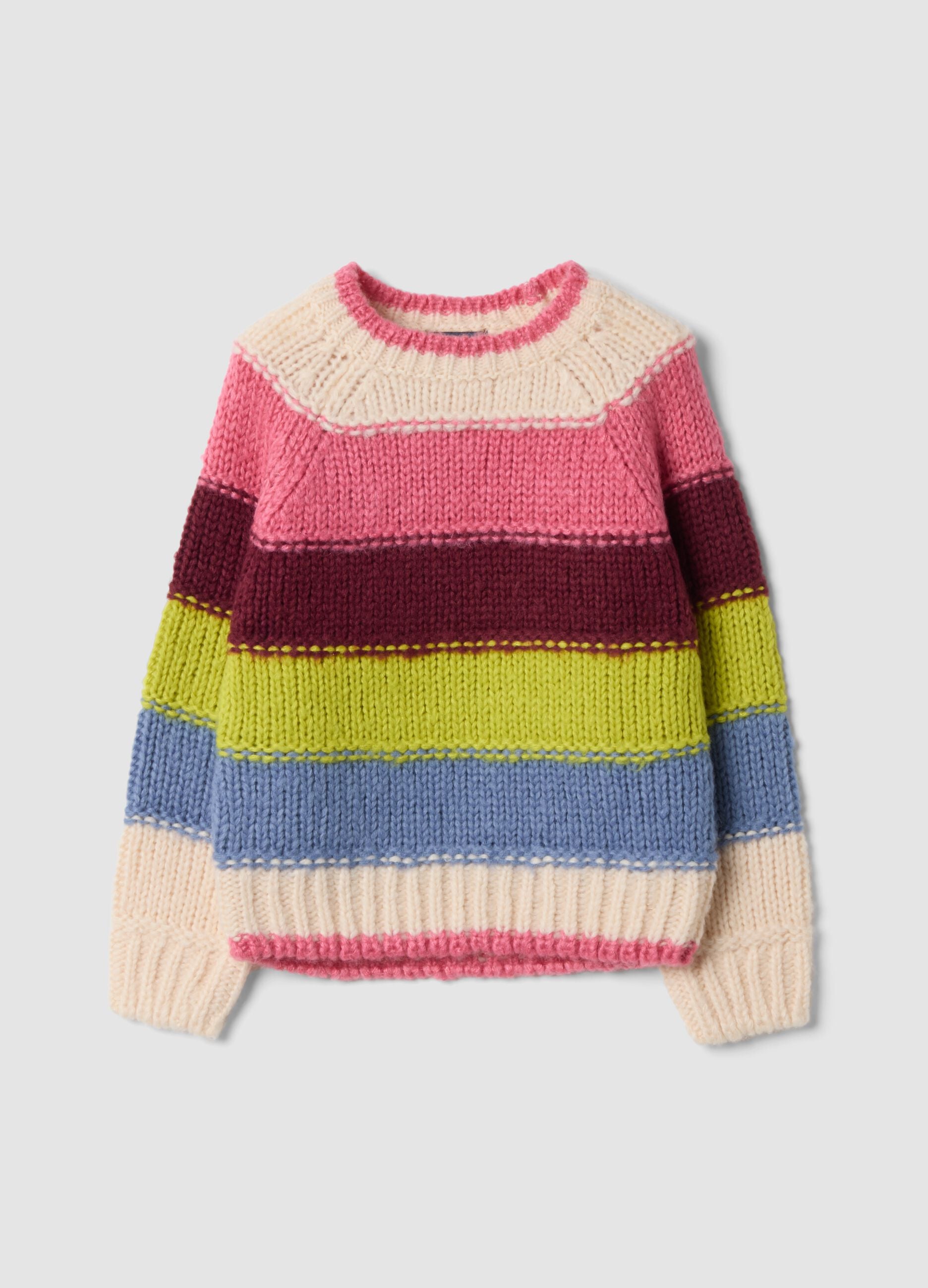 Multicolour striped crew-neck jumper, regular fit