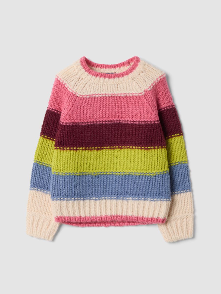 Maglia girocollo multicolor a righe regular fit_0