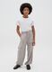 Girls' beige viscose blend regular fit jogger trousers with cargo pockets_0