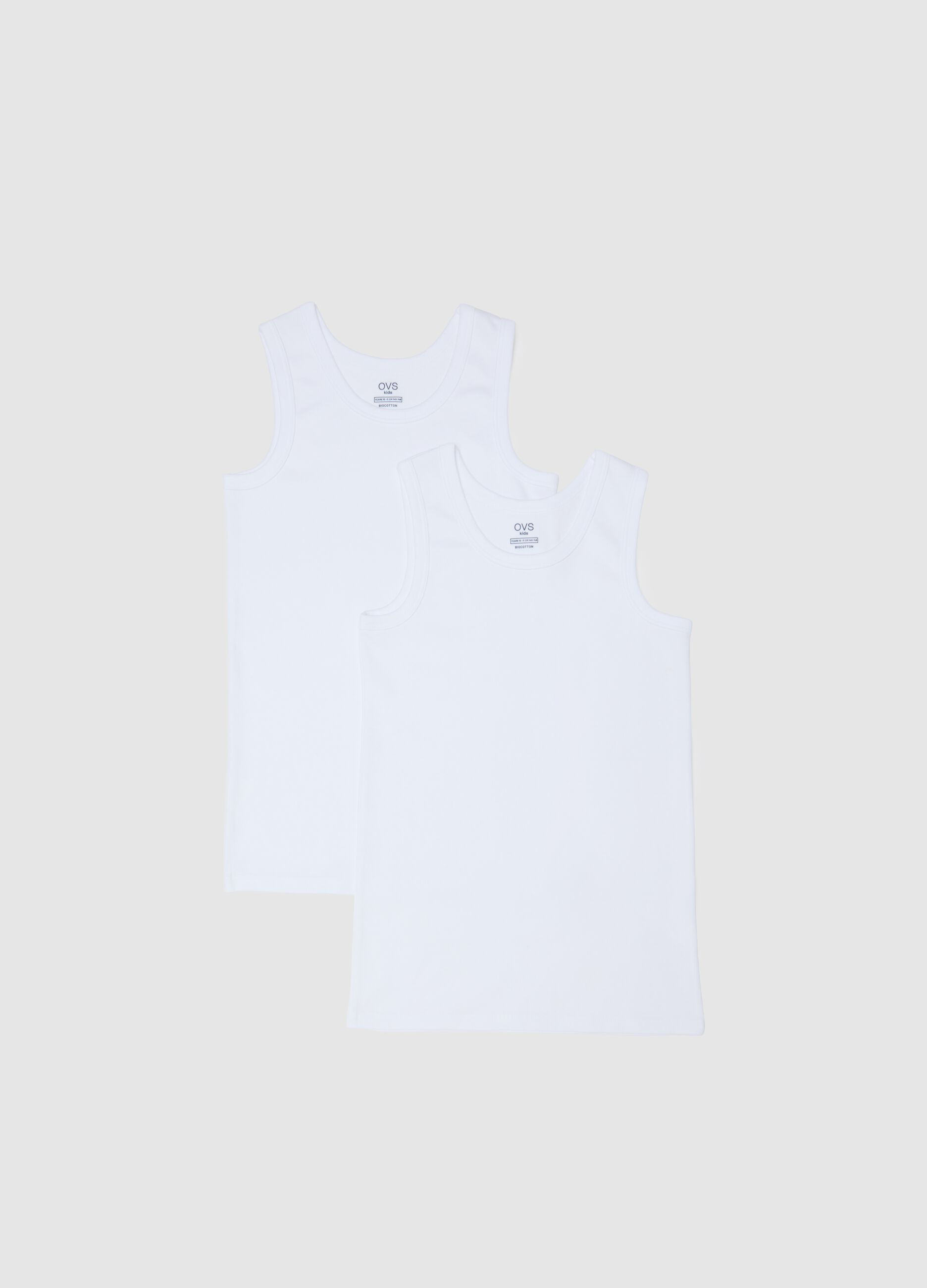 Two-pack basic white cotton vests