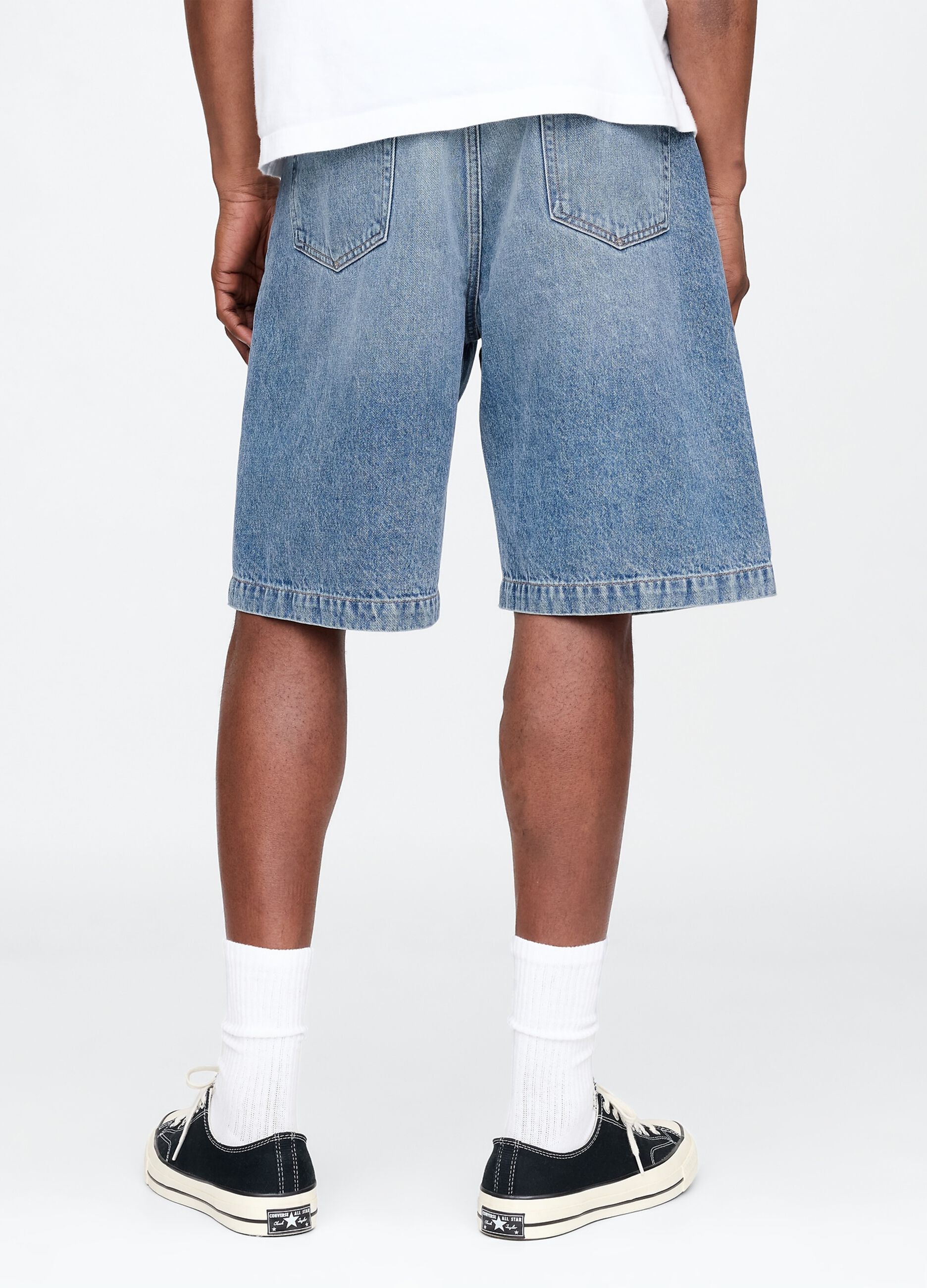 Denim Bermuda Shorts with Washed Effect