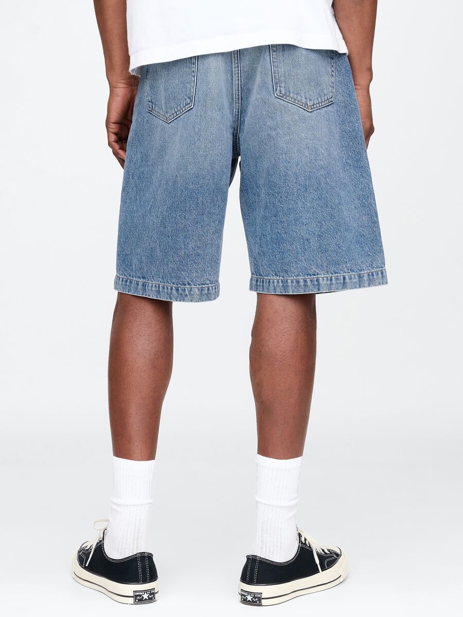 Denim Bermuda Shorts with Washed Effect_2