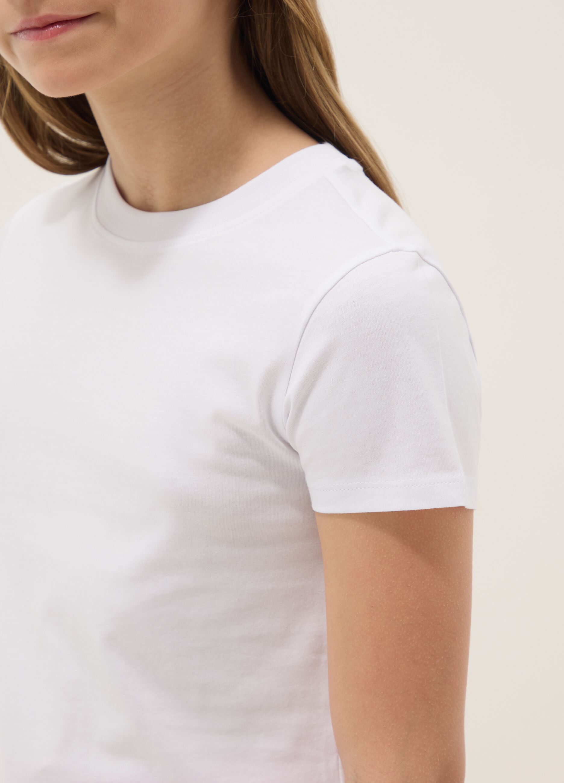 T-shirt in puro cotone bianca da ragazza regular fit