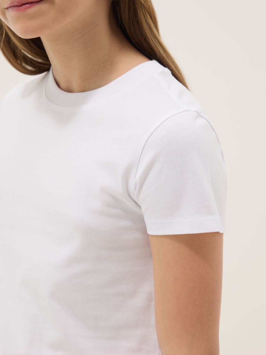 Girls&rsquo; white pure cotton T-shirt, regular fit_2