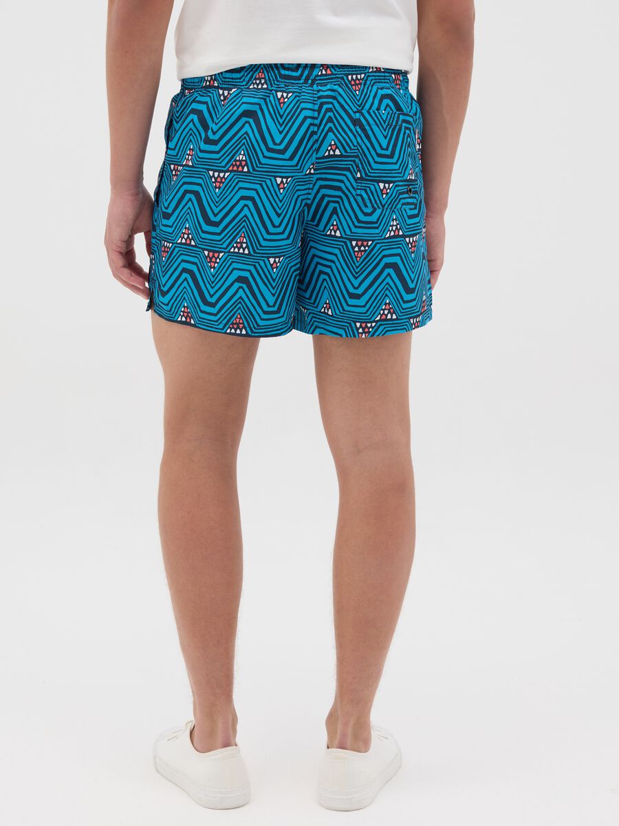 Ovs Blue Geometric Pattern Swim Boxers_2