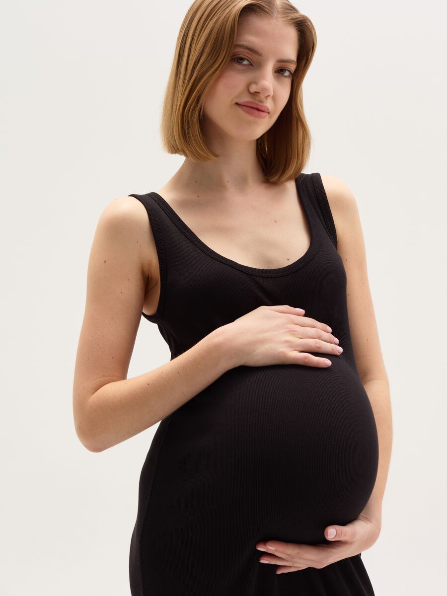 Long ribbed maternity dress_3