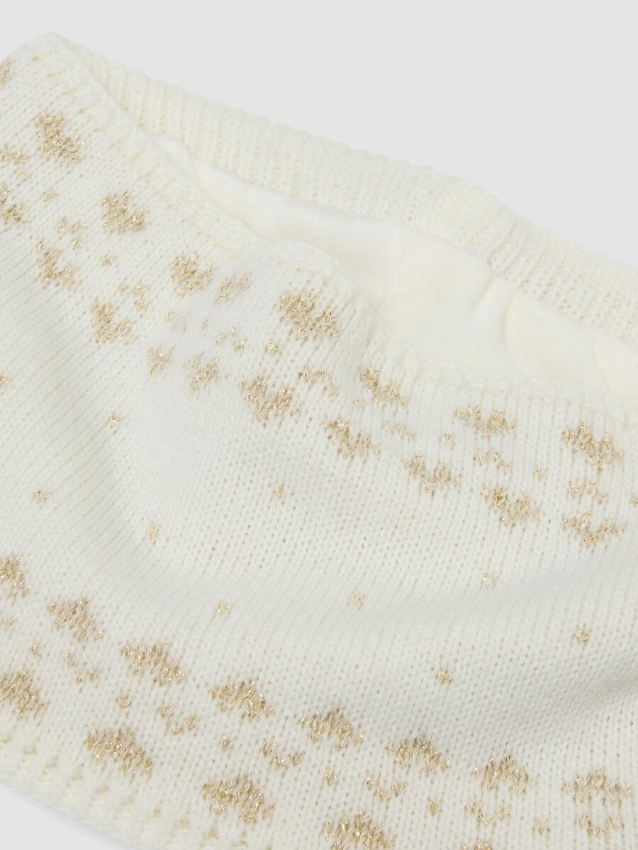 Set cappello e scaldacollo bianco jacquard_1