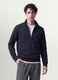 Blue cotton-blend half-zip crew-neck sweatshirt_0