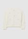 White Sweatshirt with Floral Embroidery_0