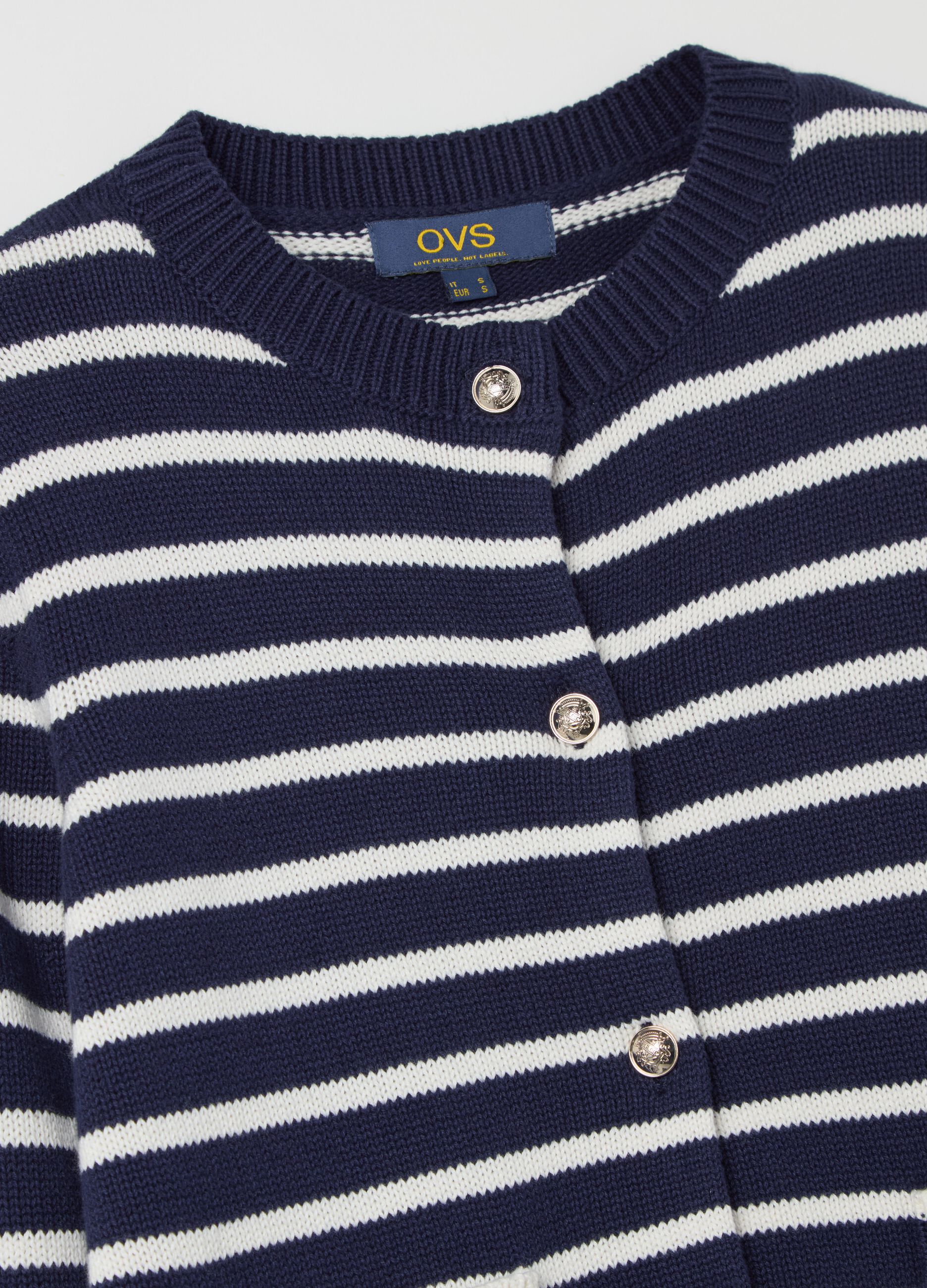 Striped cardigan with gold-coloured buttons