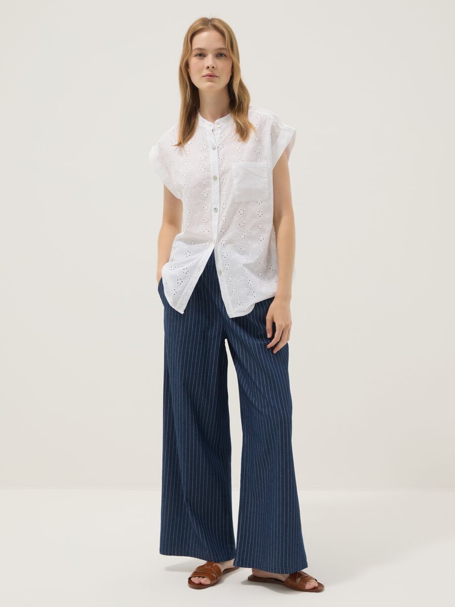 White pure cotton embroidered shirt_1