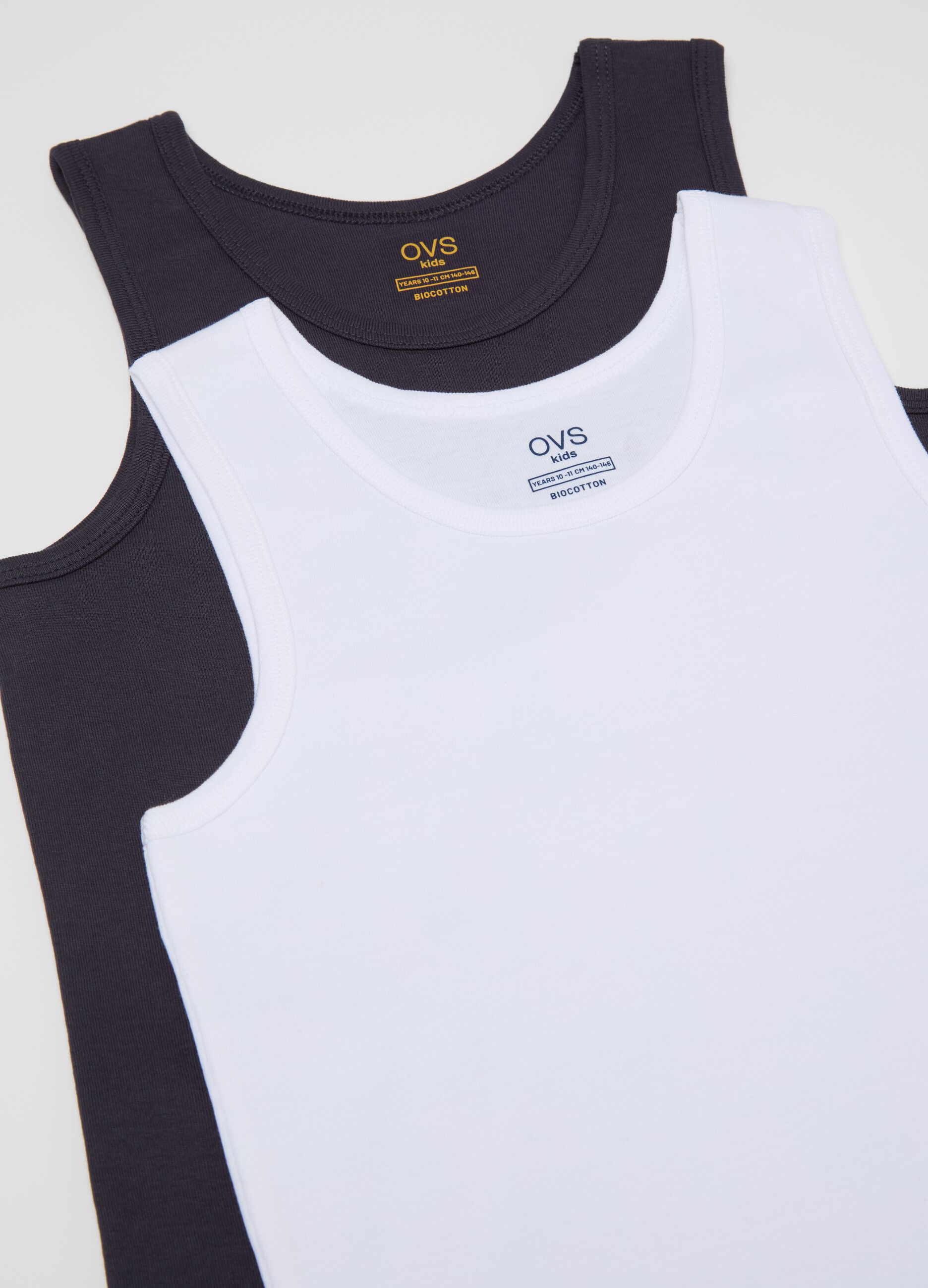Two-pack racerback vests in organic cotton