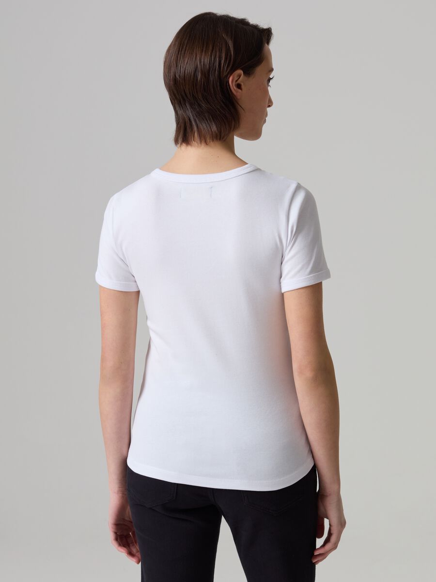 Stretch cotton T-shirt with crew-neck_2