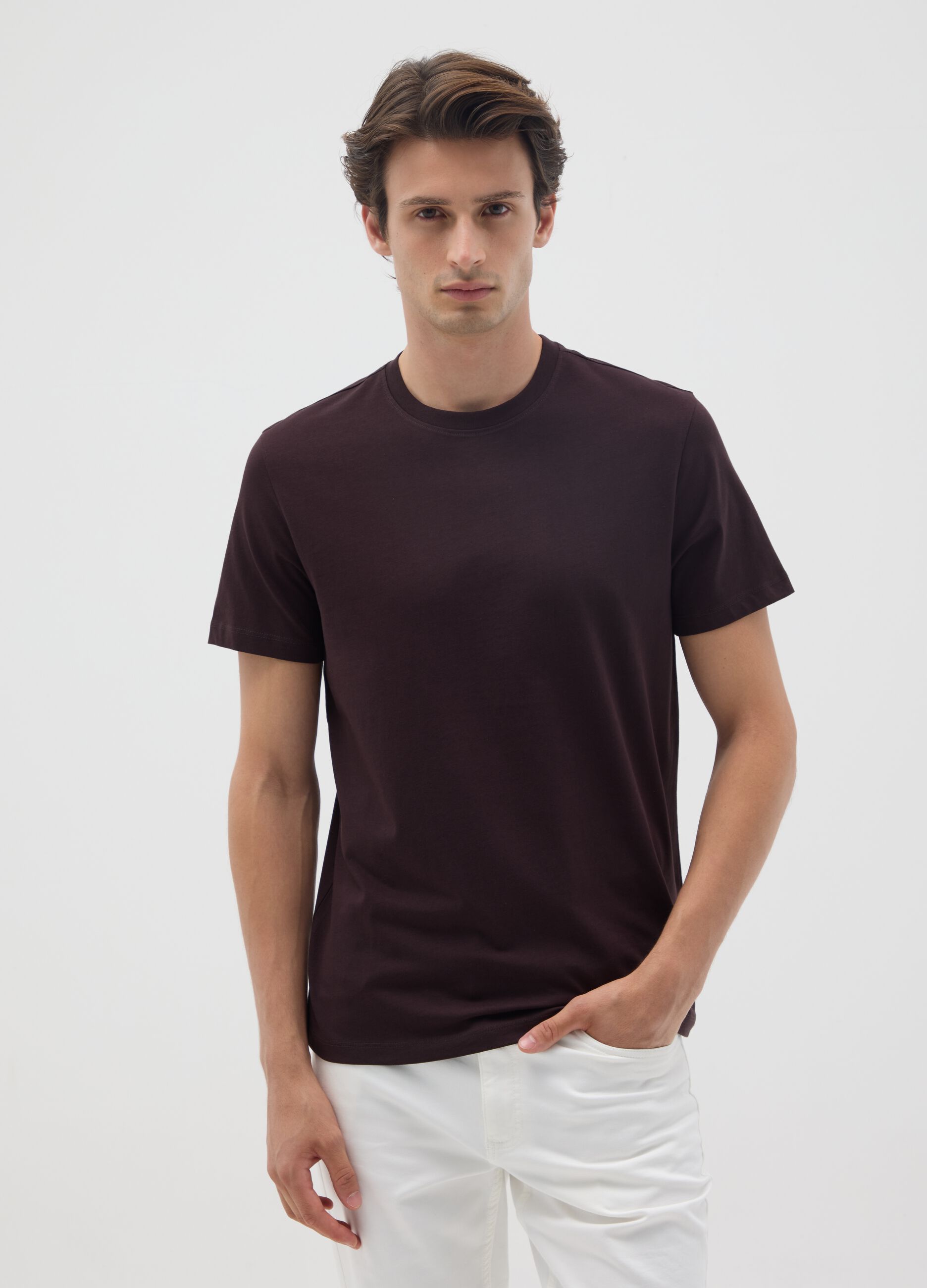 T-shirt in puro cotone marrone regular fit