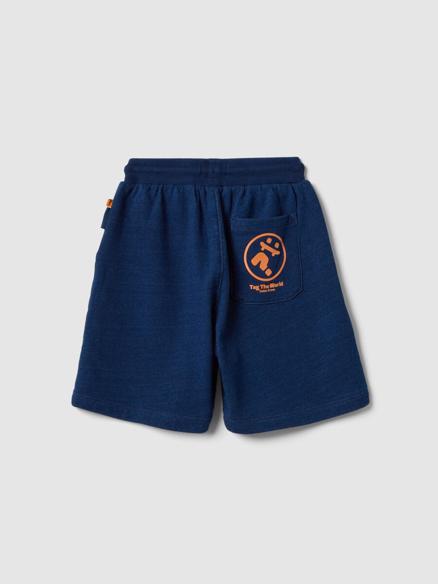 Children's blue cotton blend regular fit shorts_1