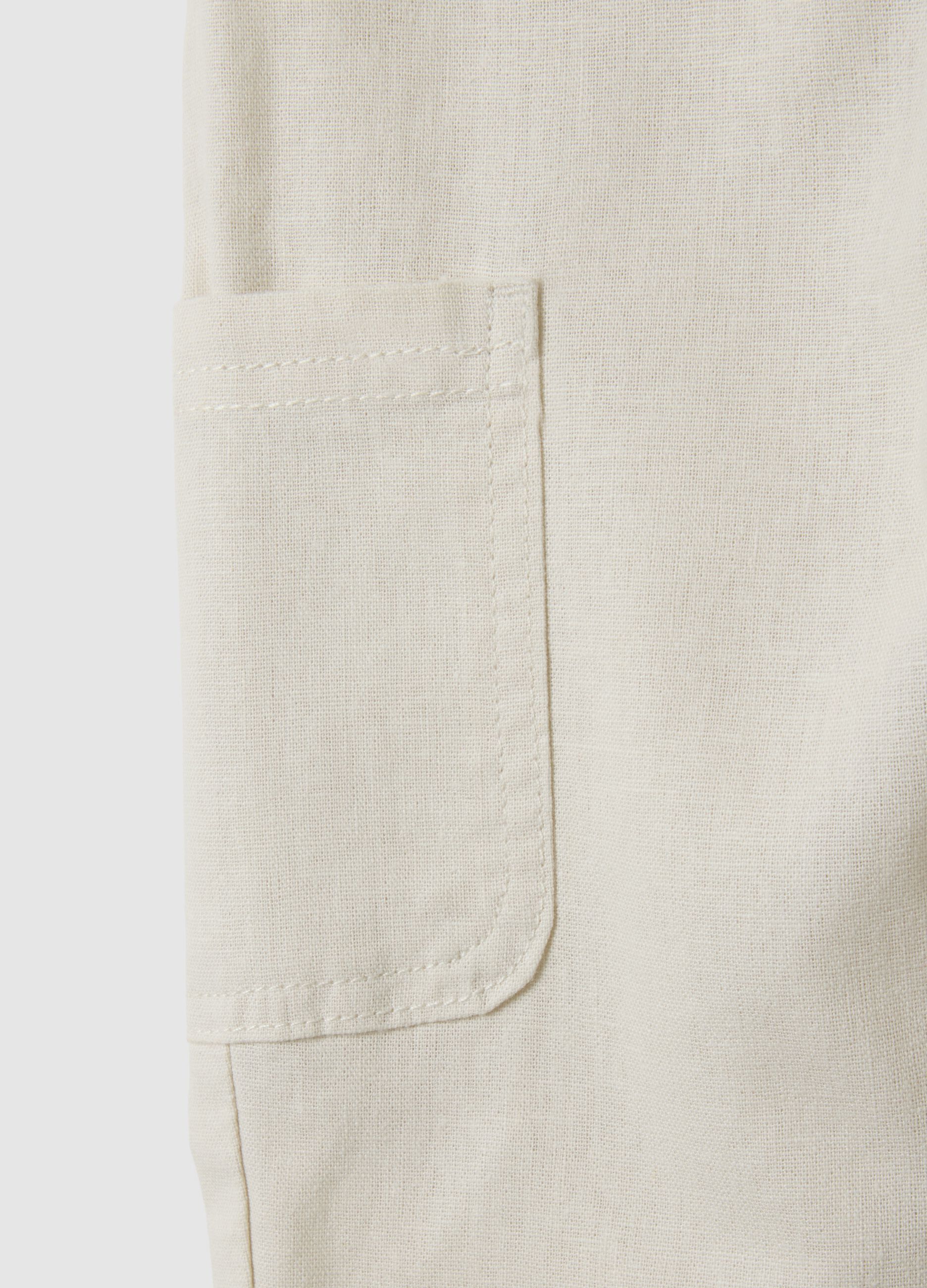 Children's Beige Linen Blend Trousers Regular Fit