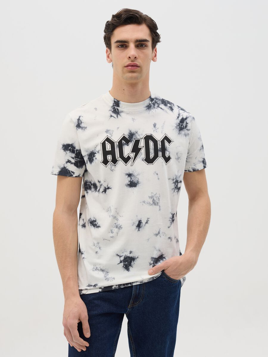 Tie-dye T-shirt with AC/DC print_0