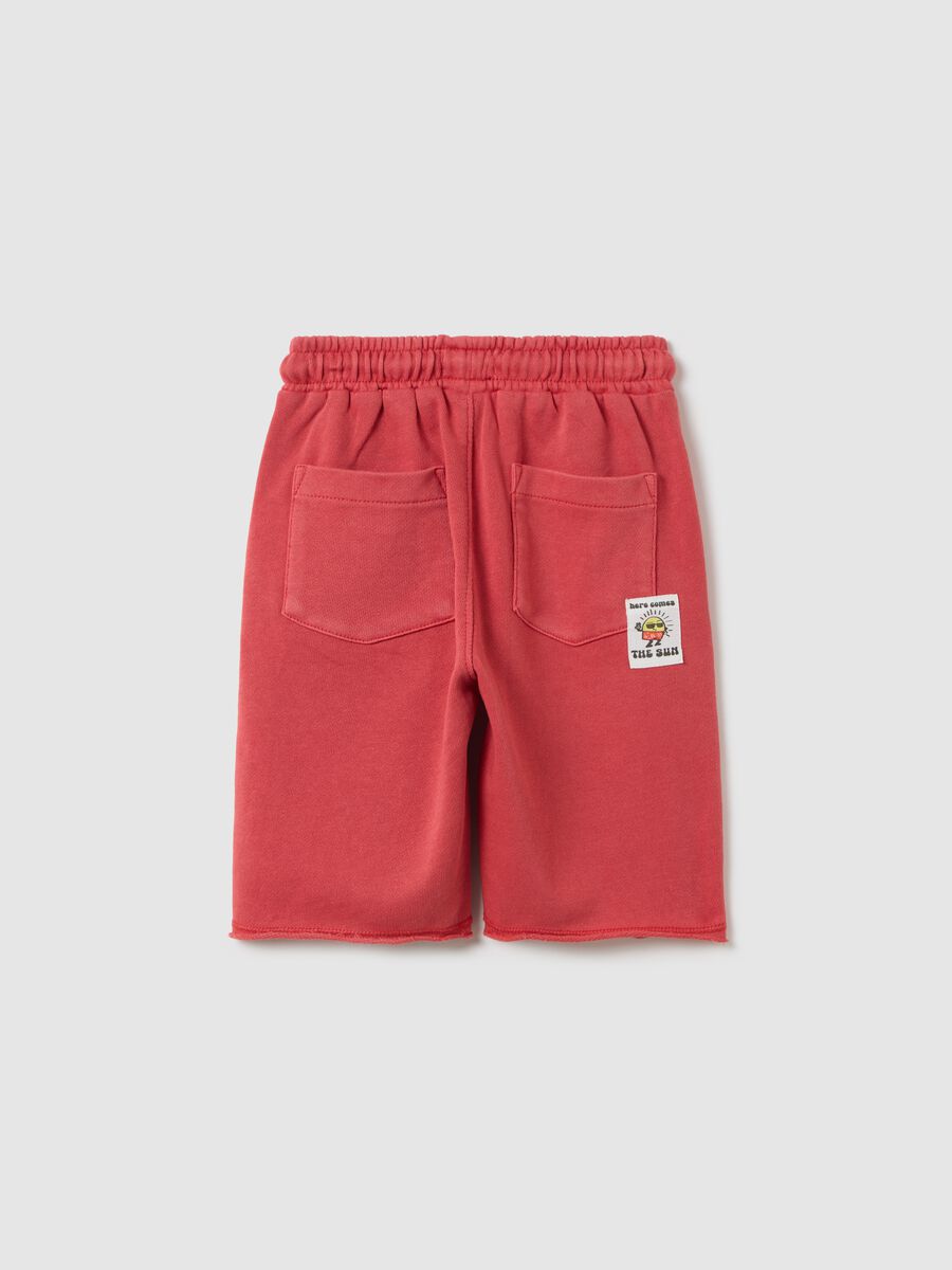 Red Bermuda joggers in cotton with drawstring_1