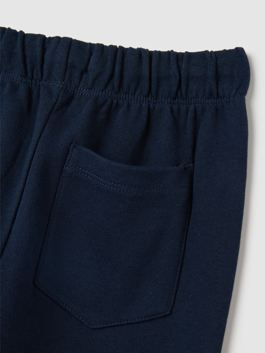 Children's blue regular fit cotton jogger trousers_3
