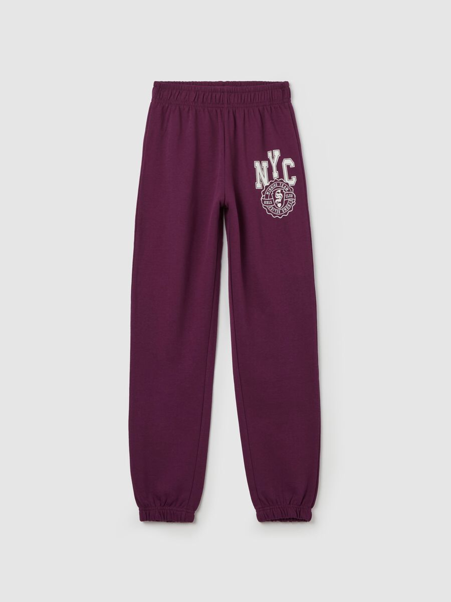 Joggers with elasticated edging and lettering print_3