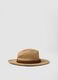 Beige Panama hat in pure paper fabric with brown band_0