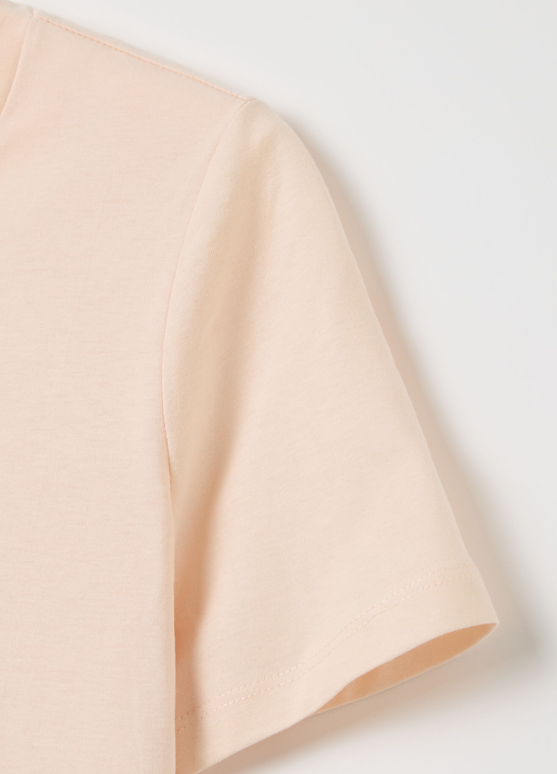 T-shirt rosa in cotone con stampa fiore
