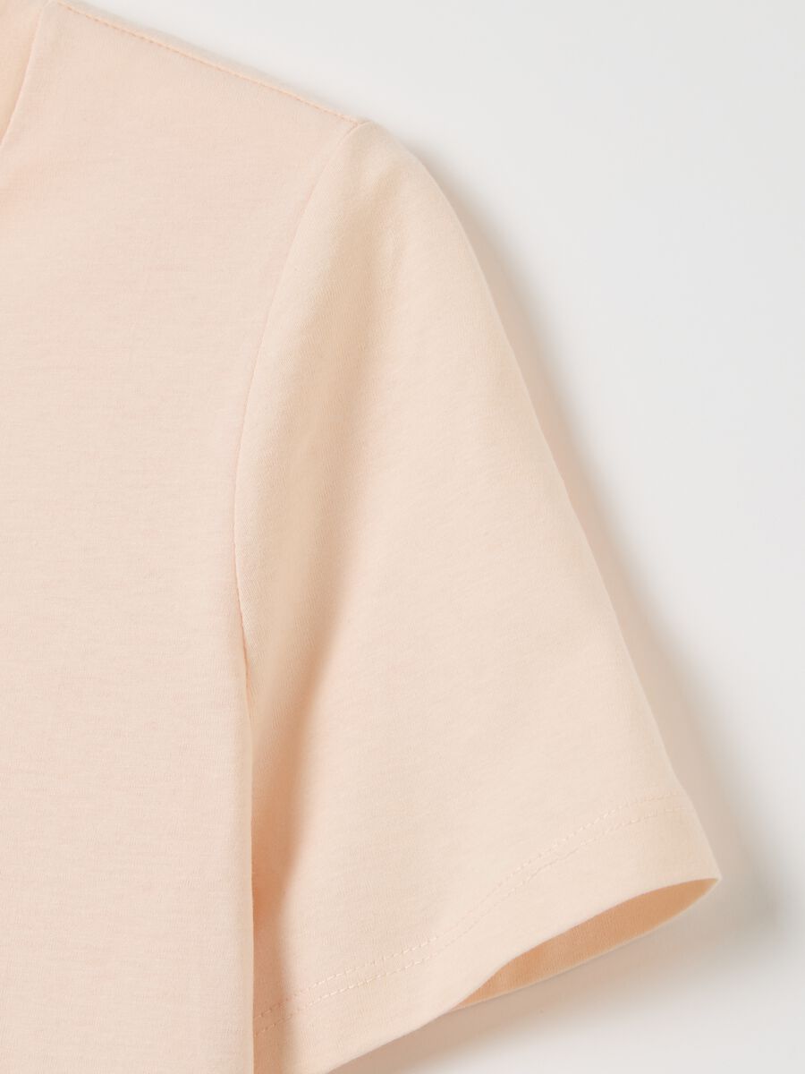 Pink cotton T-shirt with flower print_5