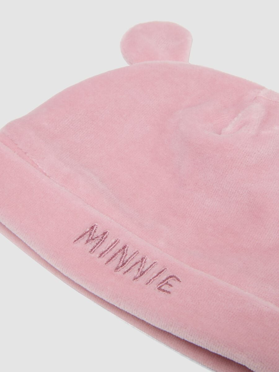Set rosa con cappellino e scarpine baby e ricamo Minnie per neonata_1