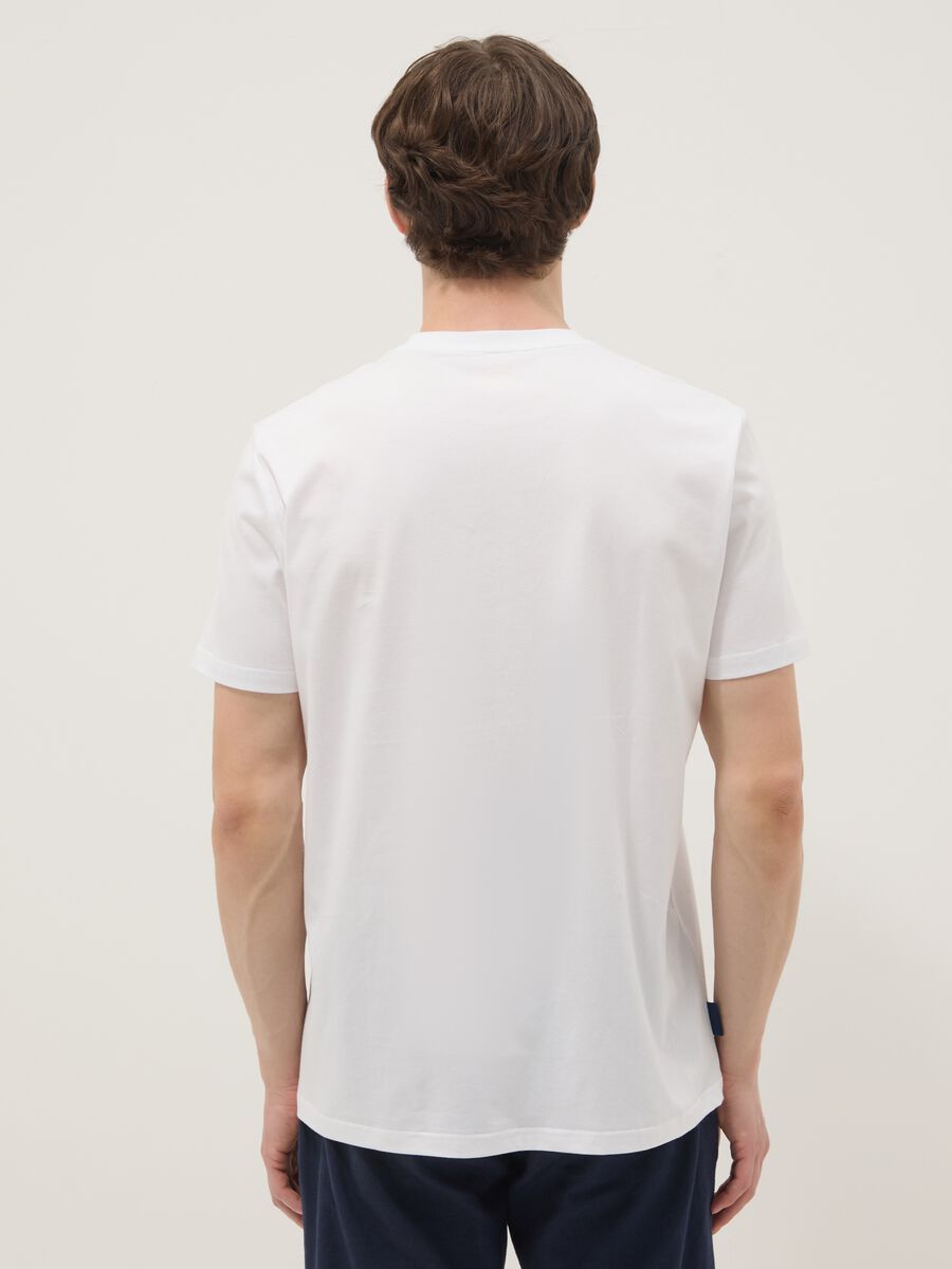 White pure cotton T-shirt with print, regular fit_3