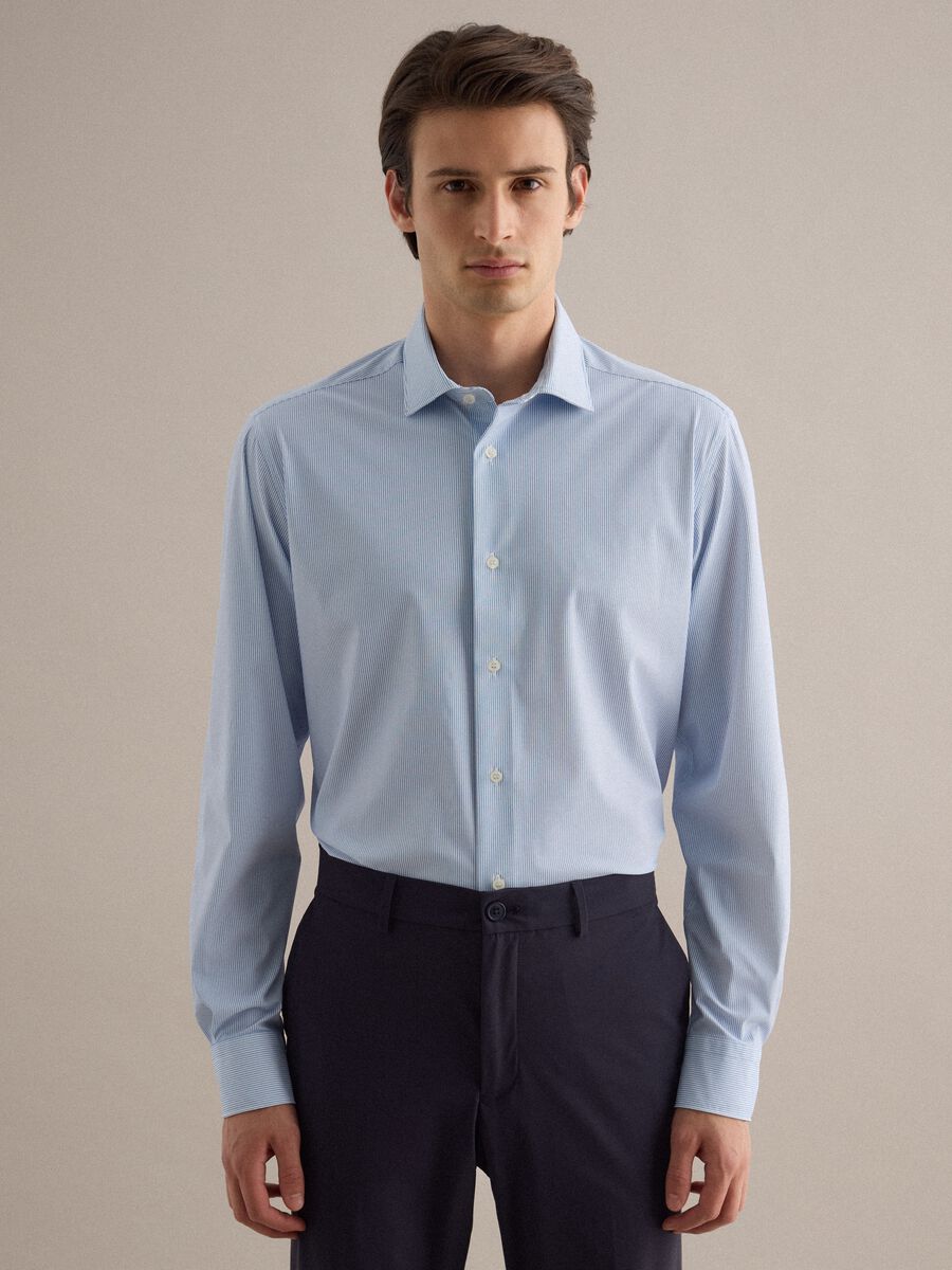 Camicia a maniche lunghe a righe multicolor slim fit_0