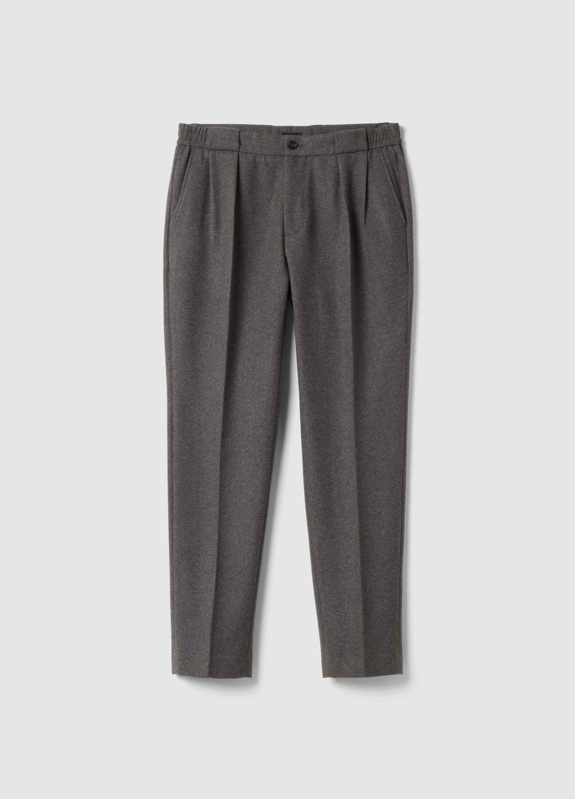 Pantaloni formali grigi in misto lana e viscosa carrot fit