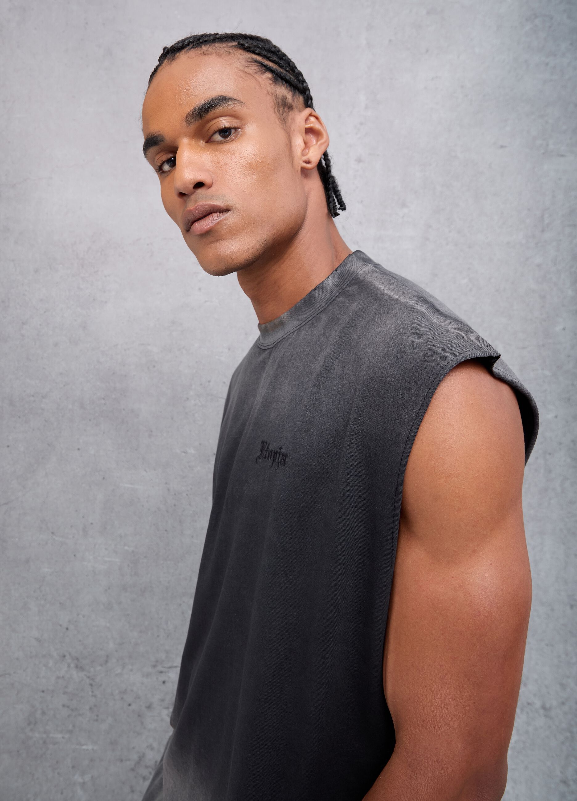 Sunfaded Distressed Tank Top Vintage Black