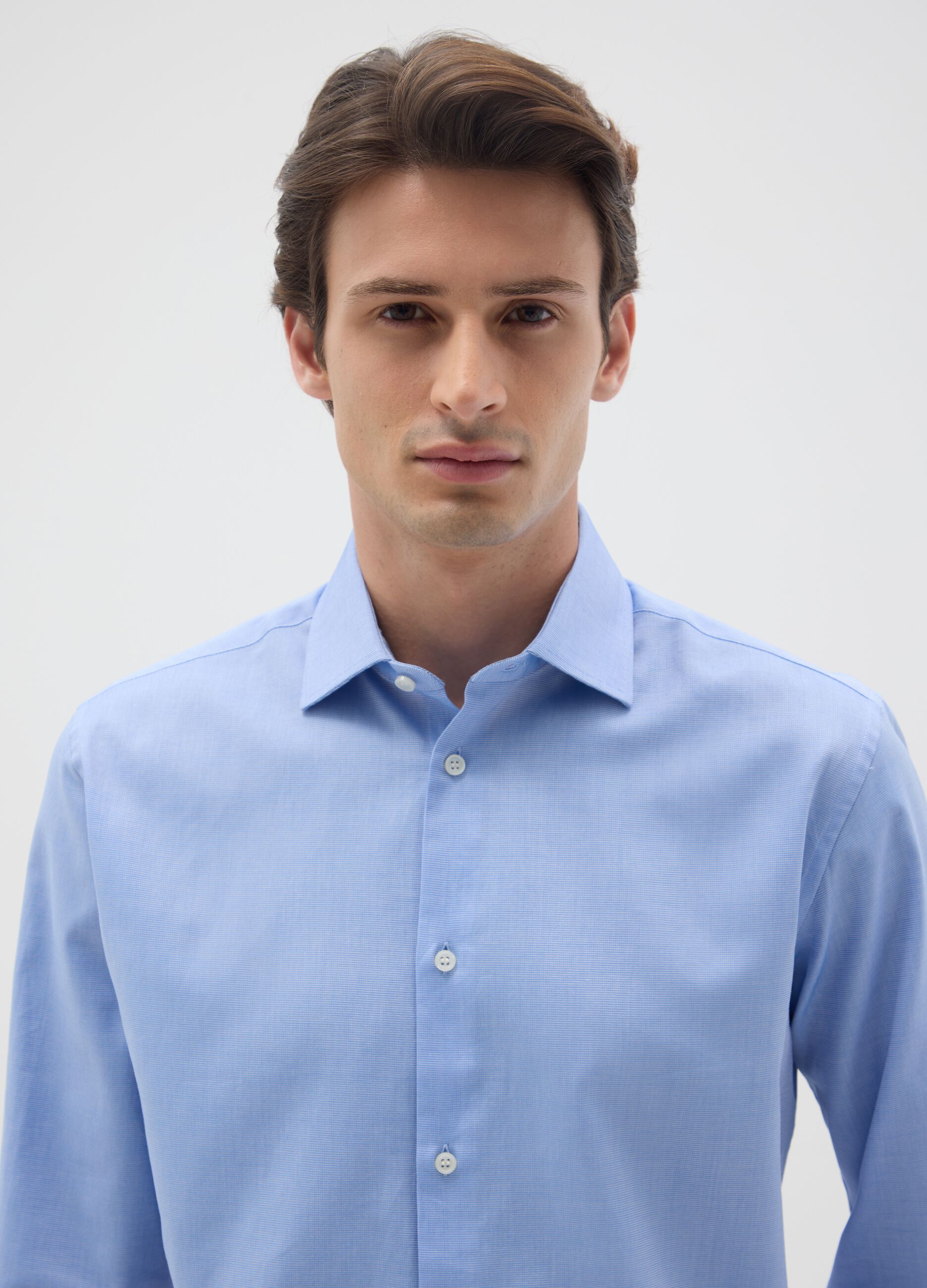 Men's pure cotton light blue shirt