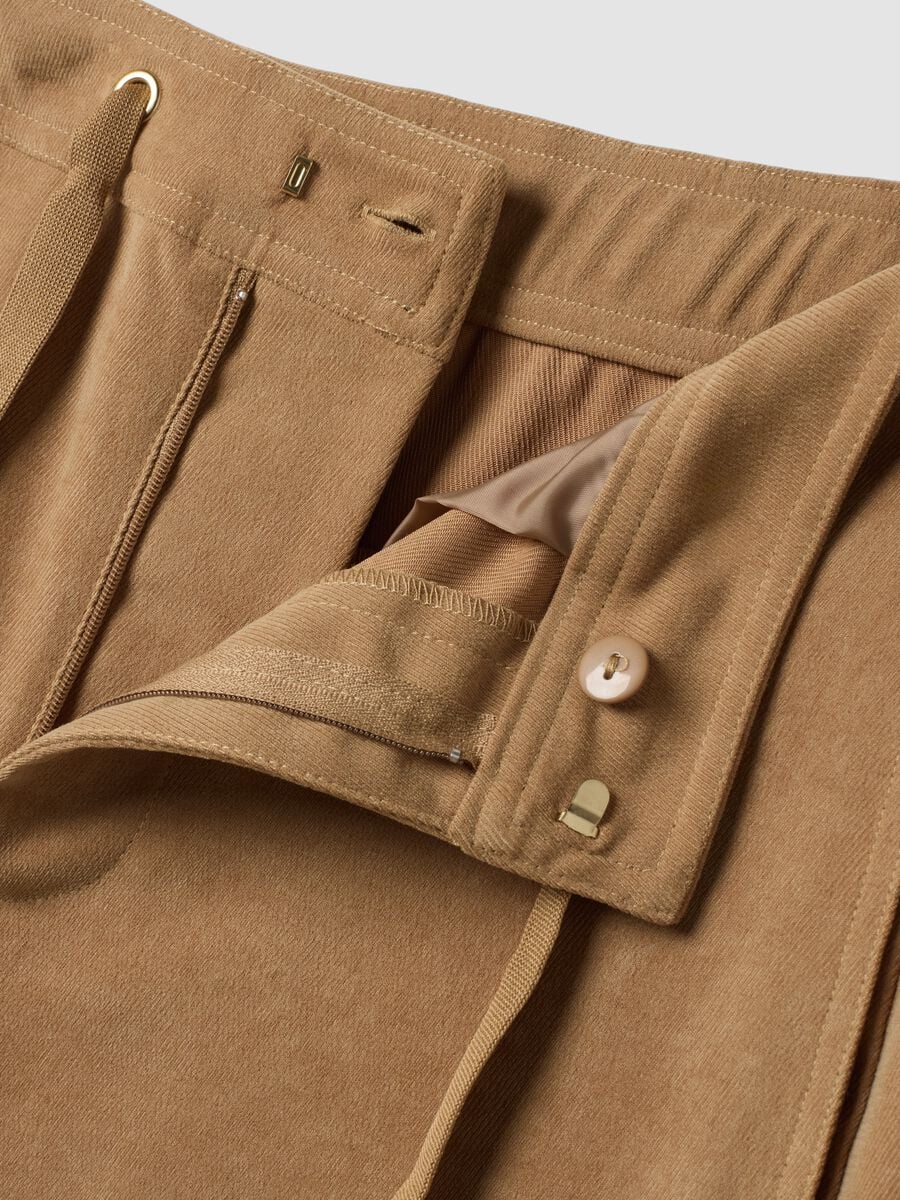Beige stretch-fabric straight-fit trousers_5