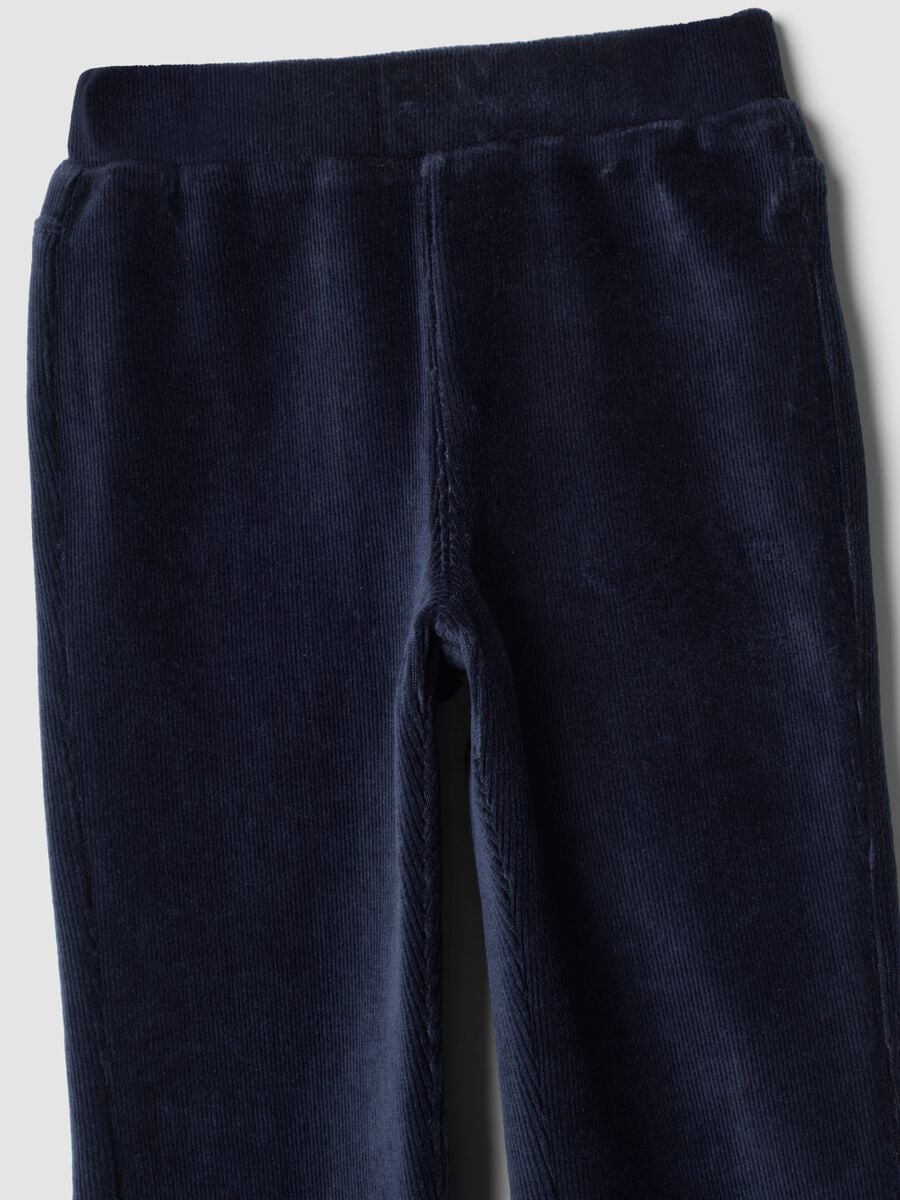 Light blue flared stretch cotton trousers_2