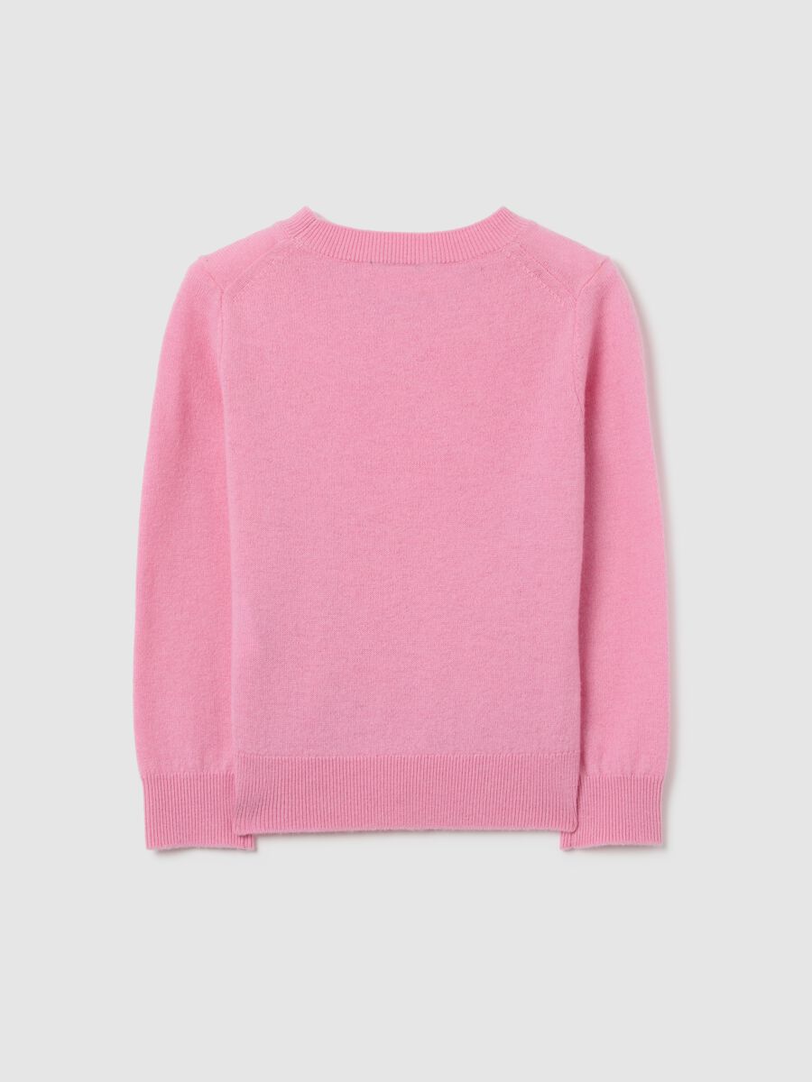 Girls' Pink Pullover in Pure Wool_4