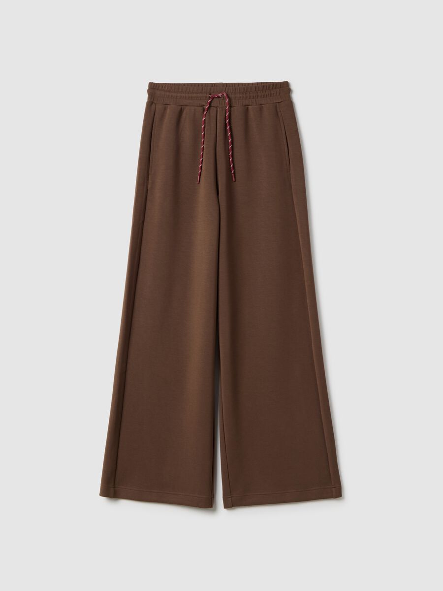 Brown wide leg trousers in stretchy modal blend_4